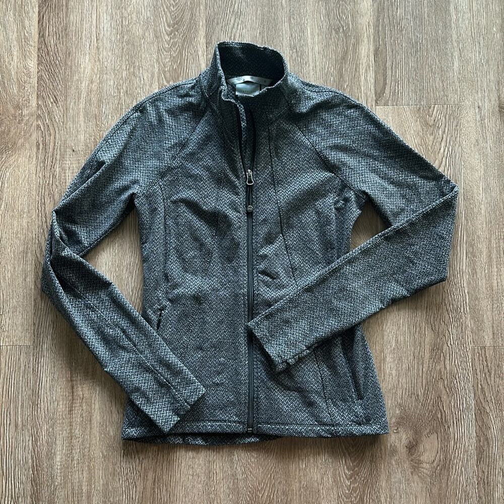 Athleta Criss Cross Hope Full Zip Jacket Black Grey Small Thumbholes‎
